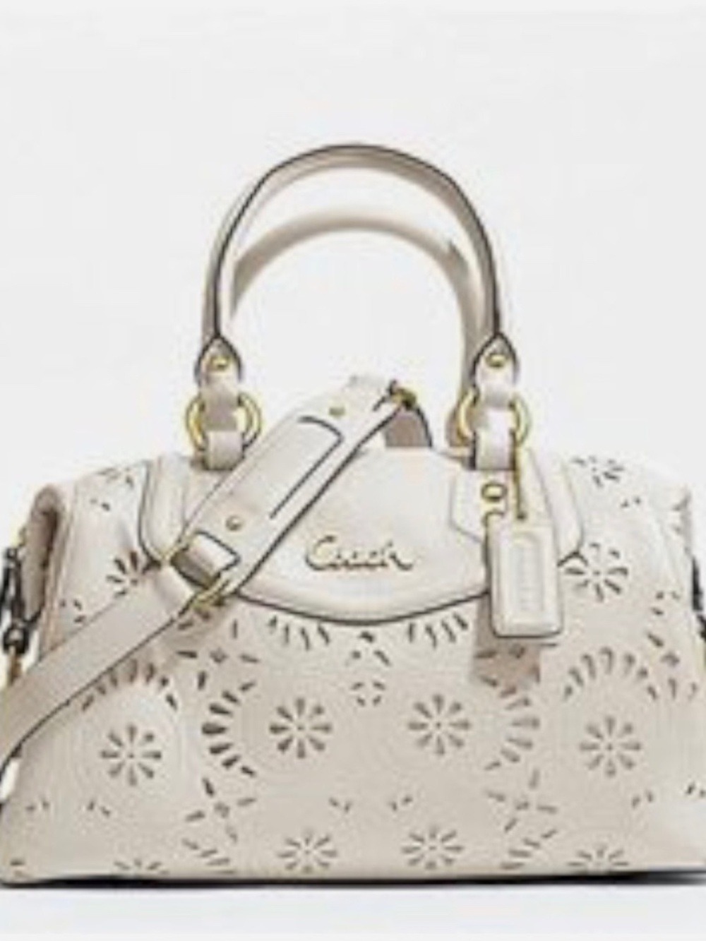 Coach Ashley lace leather satchel handbag purse
